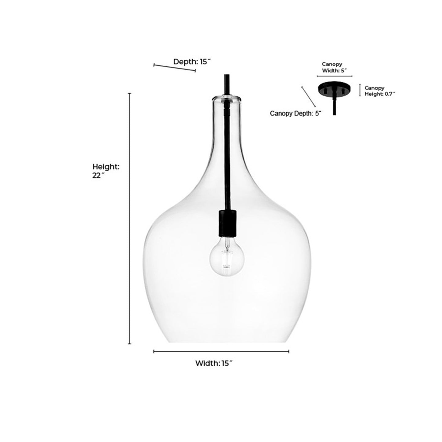 OPEN BOX: Millennium Lighting Lamara 15in 1-Light Pendant | Matte Black and Clear Glass | Kitchen Island & Dining Room | Model MN28501-MB