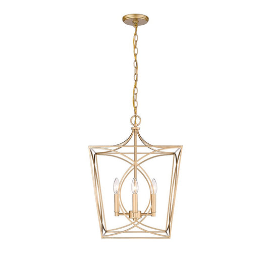 OPEN BOX ITEM: Millennium Lighting Tracy 16in 4-Light Pendant | Transitional Painted Modern Gold Metal Lantern | Kitchen Island & Dining Room | Model MN4002-PMG