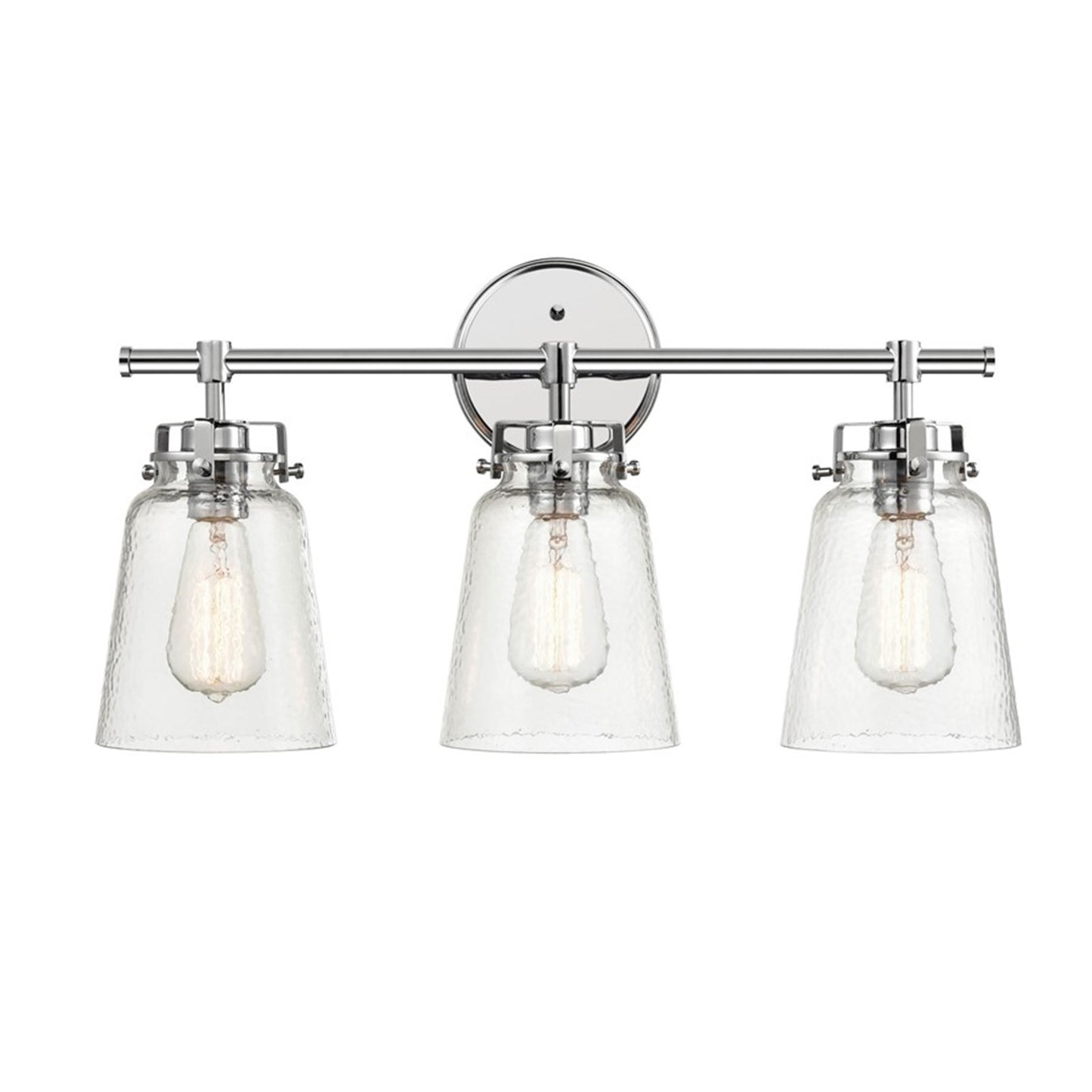 OPEN BOX: Millennium Amberose 23in 3-Light Bathroom Vanity Light | Chrome and Hammered Glass | Bathroom Vanity | 23 x 7.25 x 12 in | Model MN4413-CH