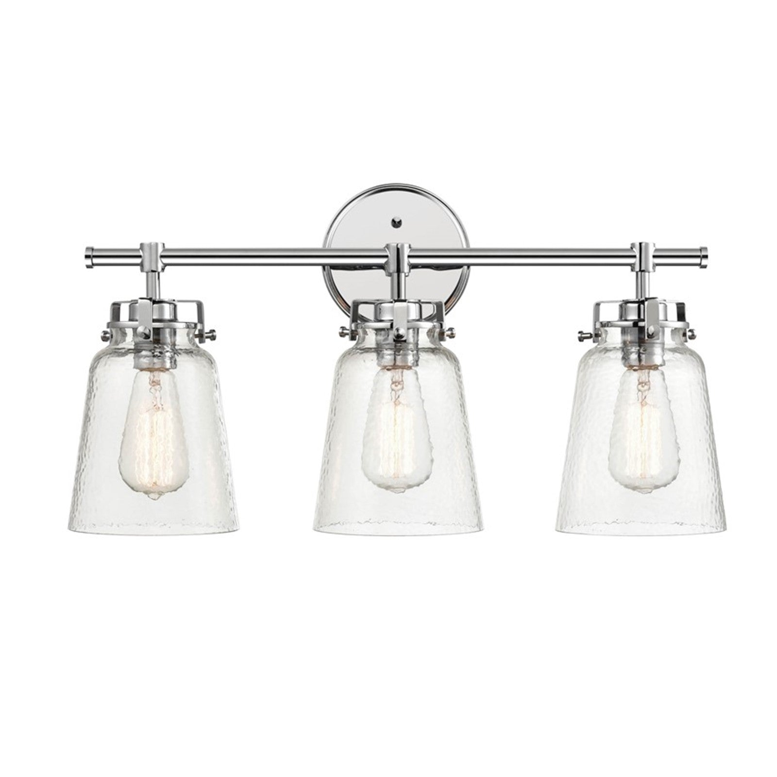 OPEN BOX: Millennium Amberose 23in 3-Light Bathroom Vanity Light | Chrome and Hammered Glass | Bathroom Vanity | 23 x 7.25 x 12 in | Model MN4413-CH