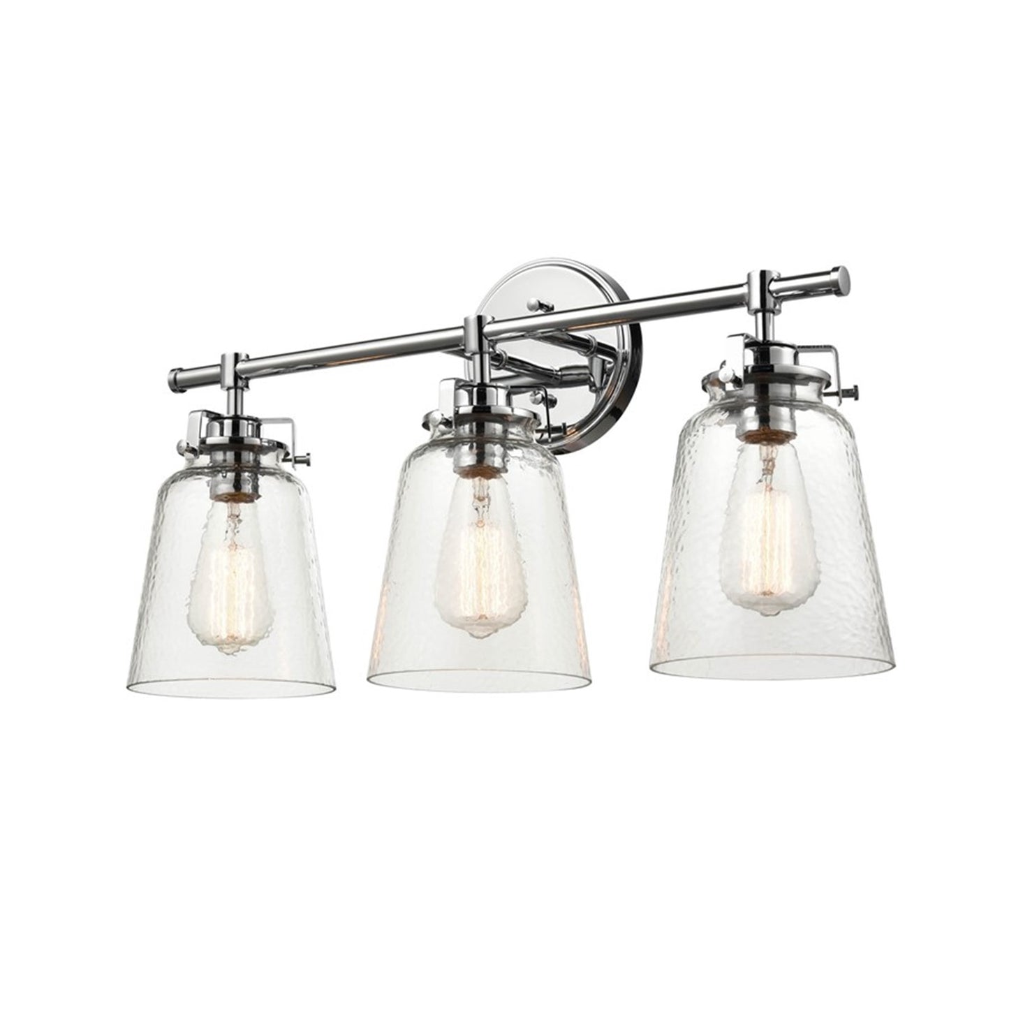 OPEN BOX: Millennium Amberose 23in 3-Light Bathroom Vanity Light | Chrome and Hammered Glass | Bathroom Vanity | 23 x 7.25 x 12 in | Model MN4413-CH