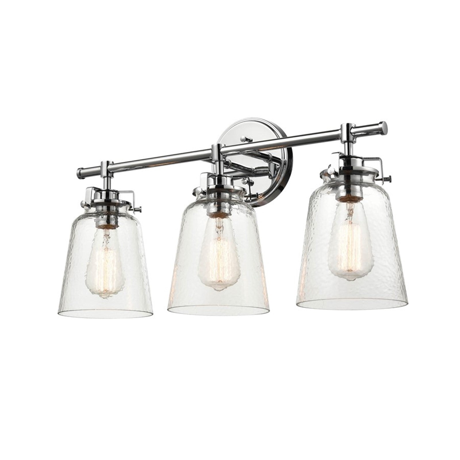 OPEN BOX: Millennium Amberose 23in 3-Light Bathroom Vanity Light | Chrome and Hammered Glass | Bathroom Vanity | 23 x 7.25 x 12 in | Model MN4413-CH