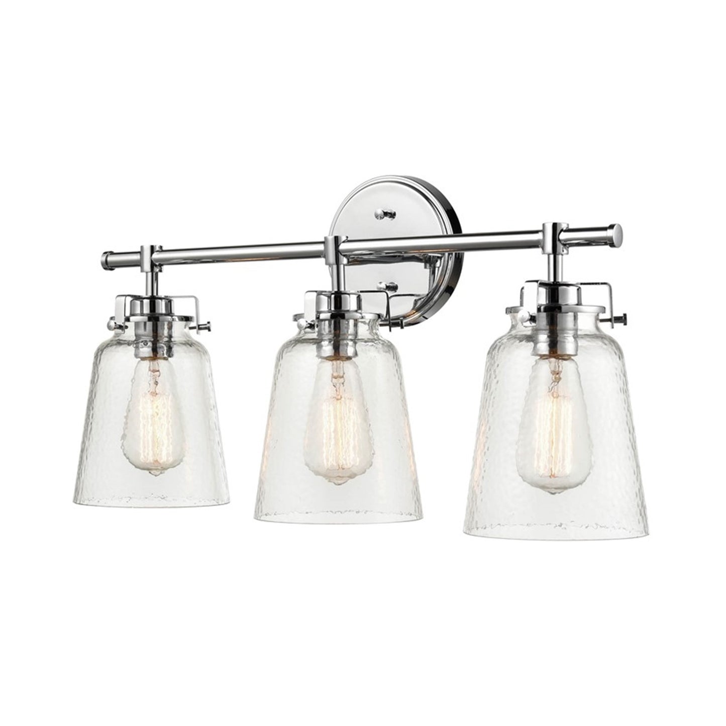 OPEN BOX: Millennium Amberose 23in 3-Light Bathroom Vanity Light | Chrome and Hammered Glass | Bathroom Vanity | 23 x 7.25 x 12 in | Model MN4413-CH
