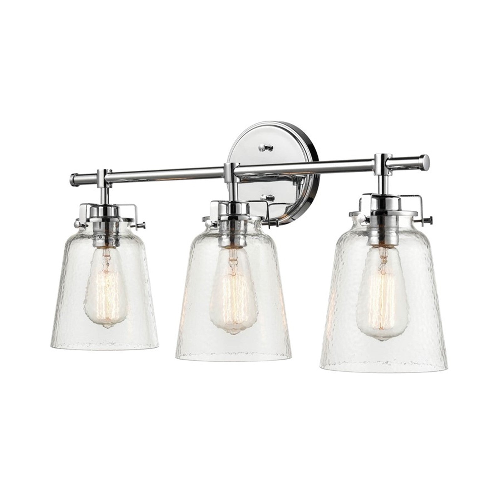 OPEN BOX: Millennium Amberose 23in 3-Light Bathroom Vanity Light | Chrome and Hammered Glass | Bathroom Vanity | 23 x 7.25 x 12 in | Model MN4413-CH