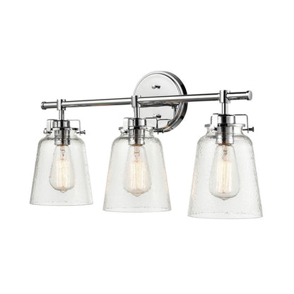 OPEN BOX: Millennium Amberose 23in 3-Light Bathroom Vanity Light | Chrome and Hammered Glass | Bathroom Vanity | 23 x 7.25 x 12 in | Model MN4413-CH