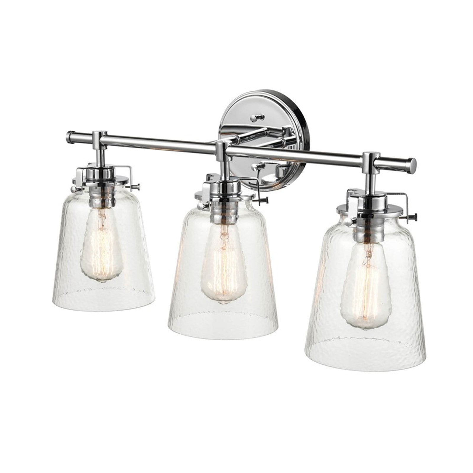 OPEN BOX: Millennium Amberose 23in 3-Light Bathroom Vanity Light | Chrome and Hammered Glass | Bathroom Vanity | 23 x 7.25 x 12 in | Model MN4413-CH