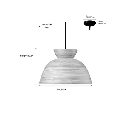 OPEN BOX: Millennium Lighting Jaycen 16in 1-Light Pendant | Matte Black and Bamboo Nature Shade | Kitchen Island & Dining Room | Model MN48001-MB