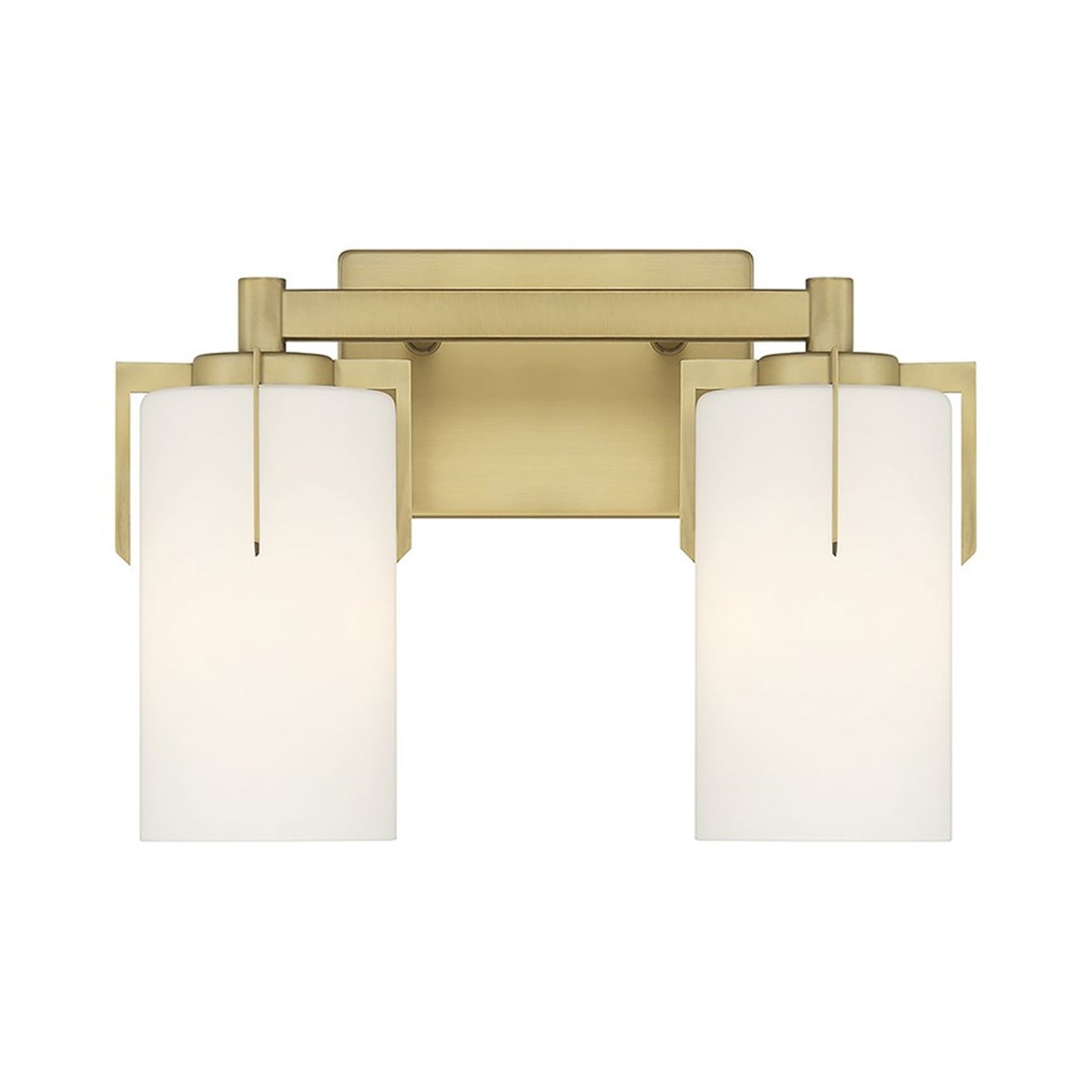 OPEN BOX: Millennium Froselle 13in 2-Light Bathroom Vanity Light | Vintage Brass and White Frosted Glass | Bathroom Vanity | Model MN65002-VB