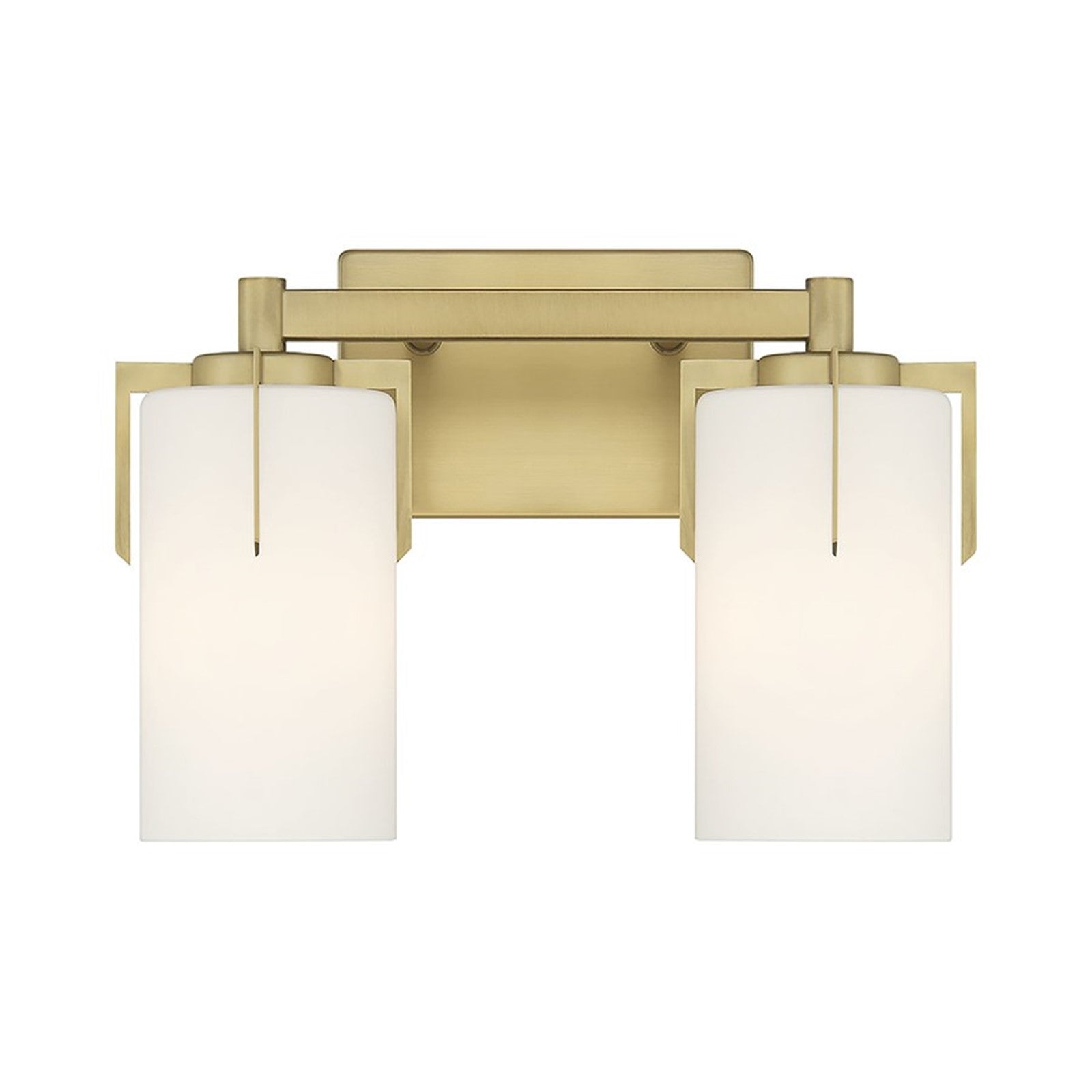 OPEN BOX: Millennium Froselle 13in 2-Light Bathroom Vanity Light | Vintage Brass and White Frosted Glass | Bathroom Vanity | Model MN65002-VB