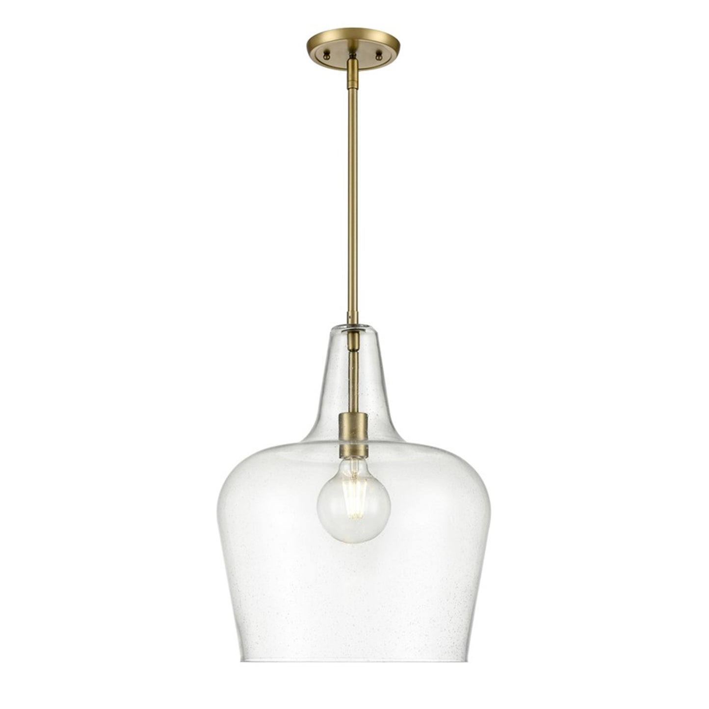 OPEN BOX: Millennium Lighting Puckette 1-Light Pendant | Vintage Brass and Clear Seeded Glass | Kitchen Island & Entryway | Model MN99401-VB
