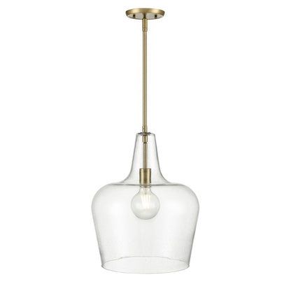 OPEN BOX: Millennium Lighting Puckette 1-Light Pendant | Vintage Brass and Clear Seeded Glass | Kitchen Island & Entryway | Model MN99401-VB
