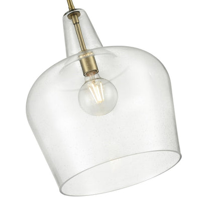 OPEN BOX: Millennium Lighting Puckette 1-Light Pendant | Vintage Brass and Clear Seeded Glass | Kitchen Island & Entryway | Model MN99401-VB