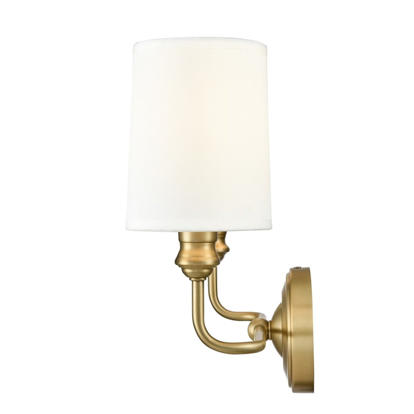 OPEN BOX: Millennium Leena 15in 2-Light Bathroom Vanity Light | Vintage Brass and White Fabric Shades | Bathroom & Hallway | Model MN99802-VB