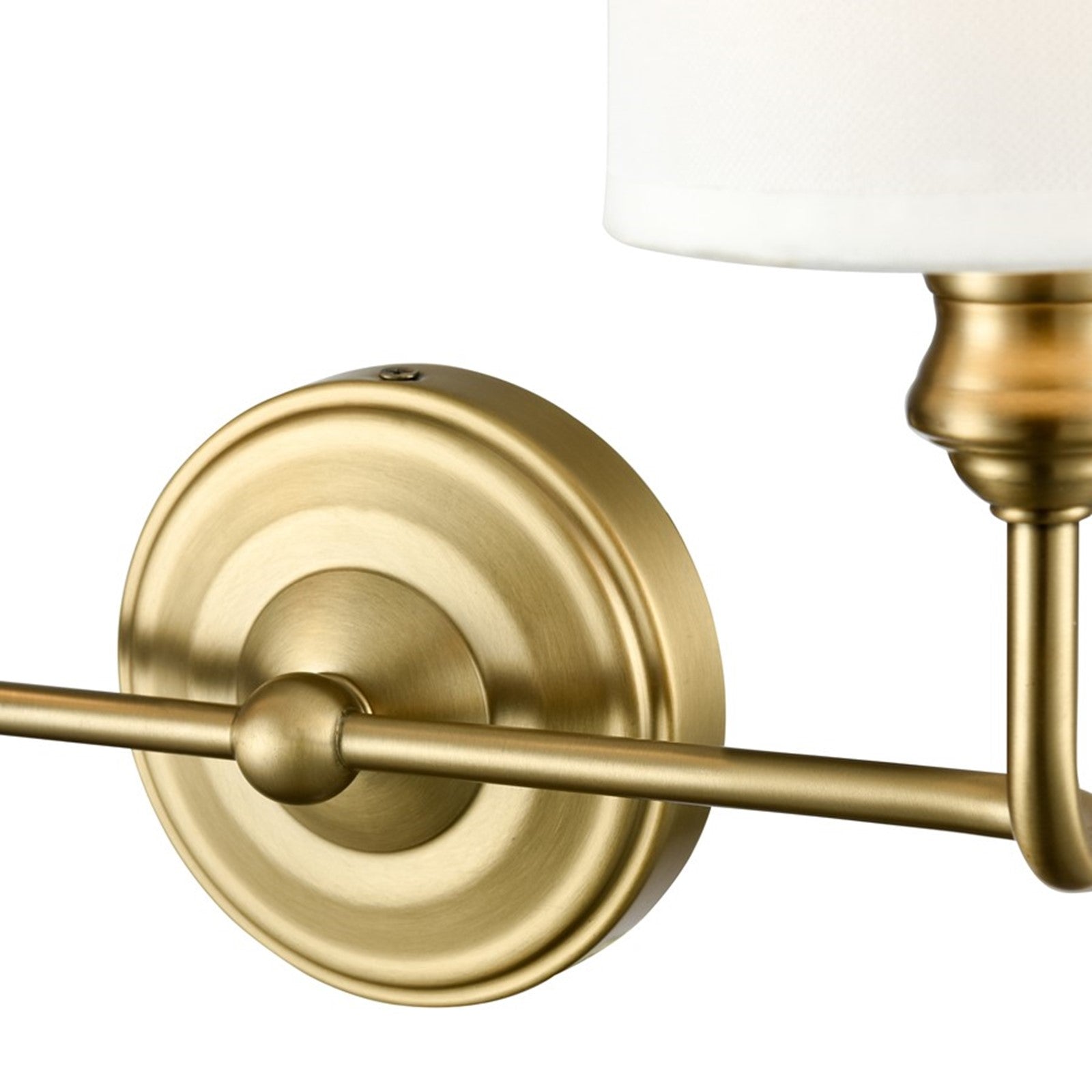 OPEN BOX: Millennium Leena 15in 2-Light Bathroom Vanity Light | Vintage Brass and White Fabric Shades | Bathroom & Hallway | Model MN99802-VB