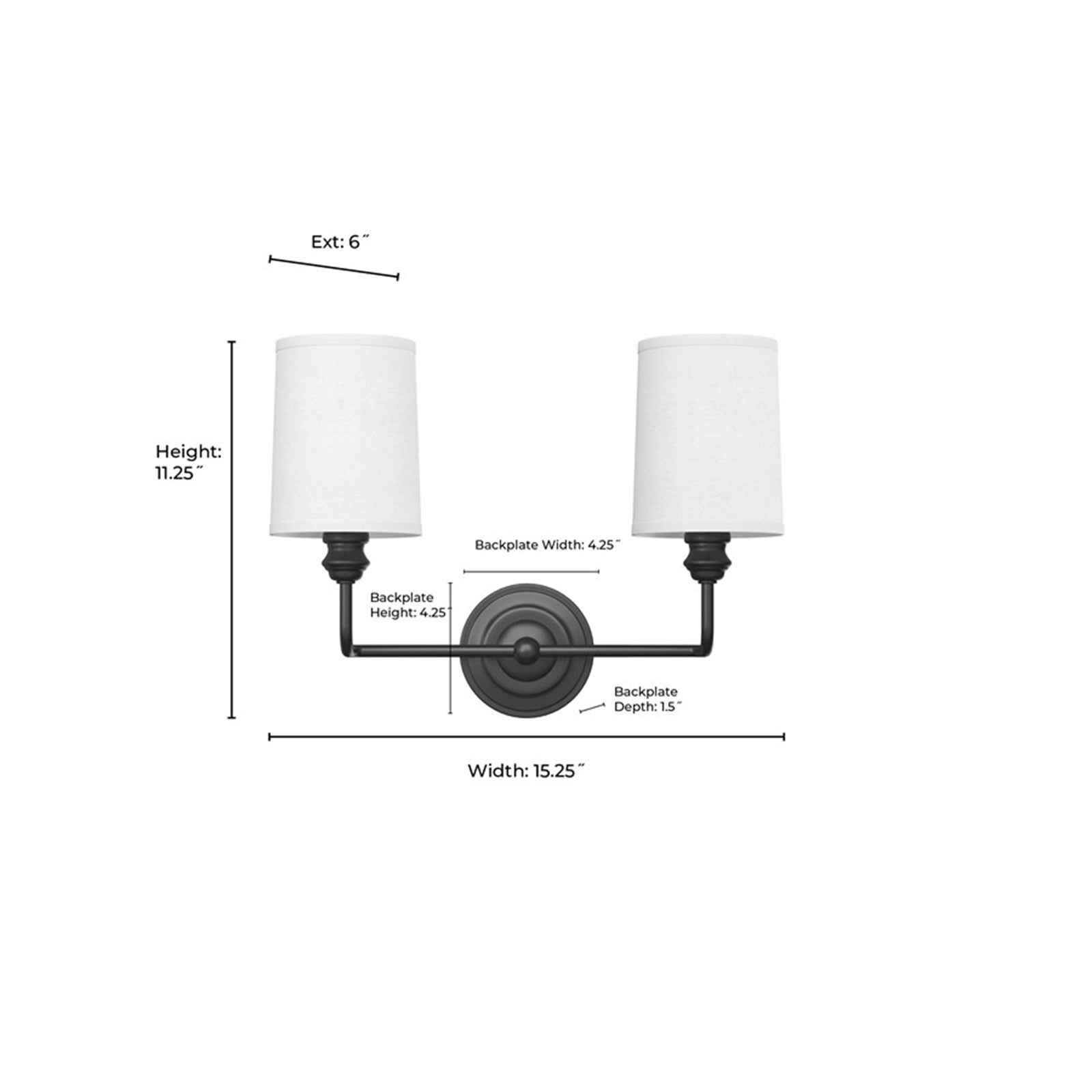 OPEN BOX: Millennium Leena 15in 2-Light Bathroom Vanity Light | Vintage Brass and White Fabric Shades | Bathroom & Hallway | Model MN99802-VB
