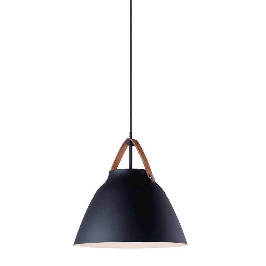 OPEN BOX: Maxim Nordic 1-Light Small Pendant, Tan Leather/Black - 11356TNBK