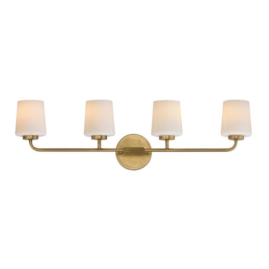 OPEN BOX ITEM: Maxim Durham 4-Light Vanity, Aged Brass/White