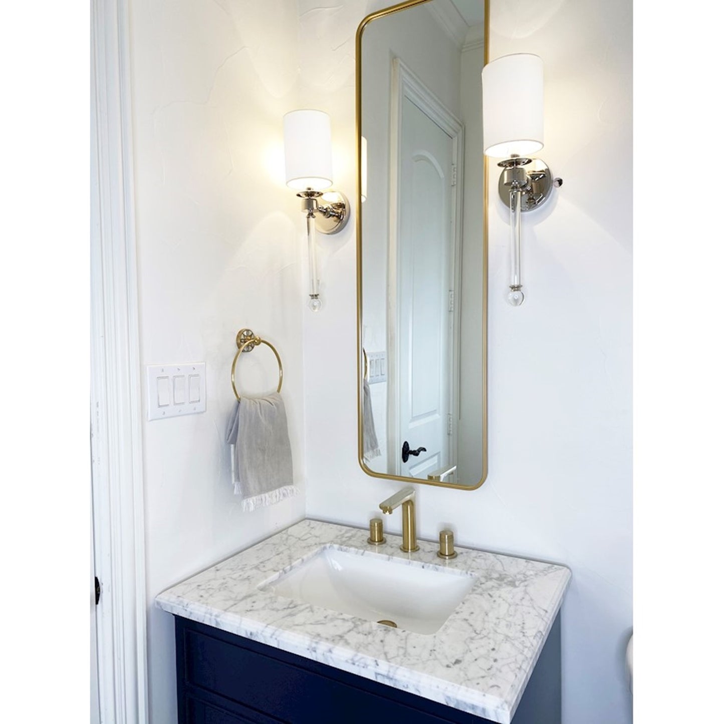 OPEN BOX: Maxim Lighting Lucent 21in 1-Light Wall Sconce | Modern Polished Nickel Steel and Clear | Hallway & Bedroom Accent | Model MX16109WTCLPN