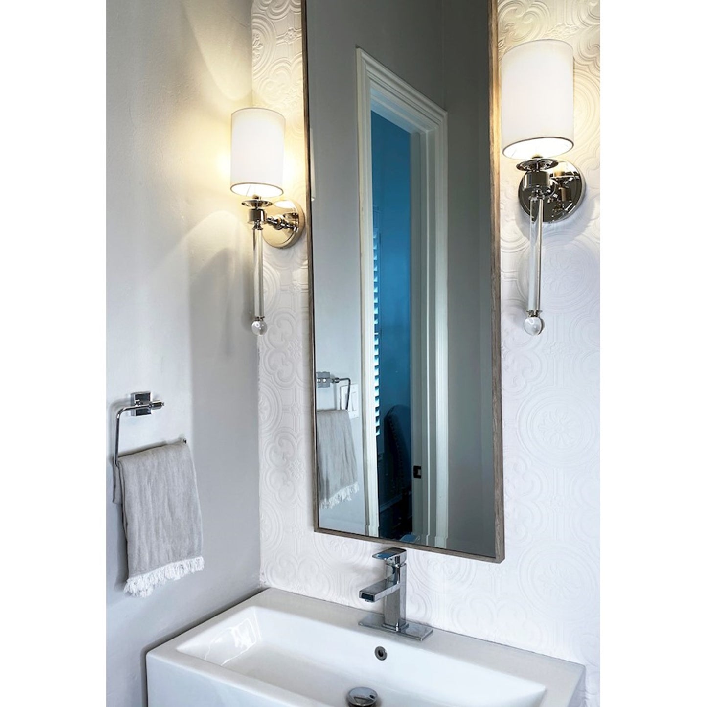 OPEN BOX: Maxim Lighting Lucent 21in 1-Light Wall Sconce | Modern Polished Nickel Steel and Clear | Hallway & Bedroom Accent | Model MX16109WTCLPN