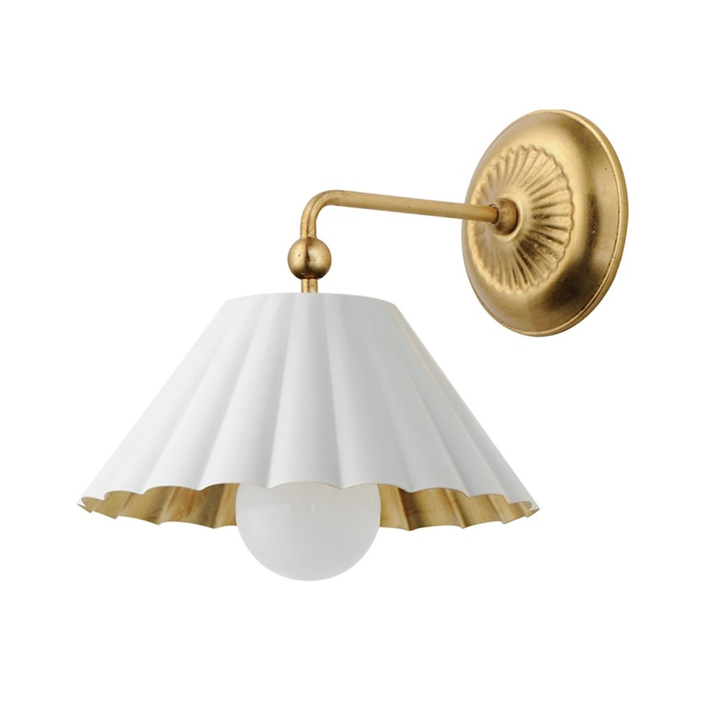 OPEN BOX: Maxim Primrose 10in 1-Light Wall Sconce | Matte White and Gold Leaf Steel | Bedroom & Hallway Accent | 10 x 11 x 12 in | Model MX18051MWGL