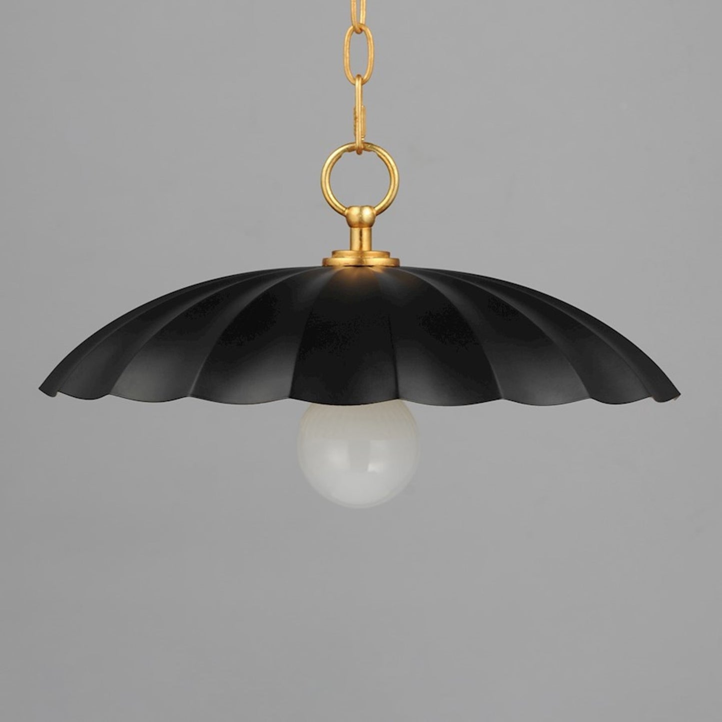 OPEN BOX: Maxim Lighting Primrose 16in 1-Light Pendant | Nostalgic Black Steel and Gold Leaf | Kitchen Island & Dining Room | Model MX18055BKGL