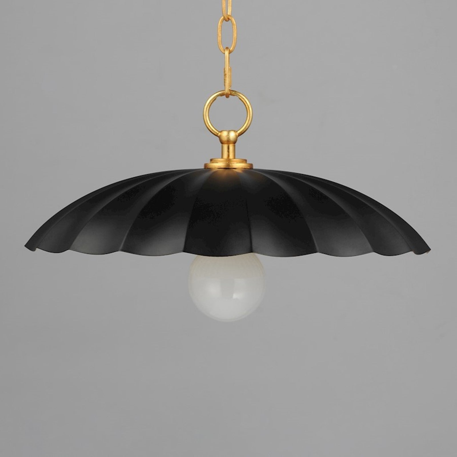OPEN BOX: Maxim Lighting Primrose 16in 1-Light Pendant | Nostalgic Black Steel and Gold Leaf | Kitchen Island & Dining Room | Model MX18055BKGL