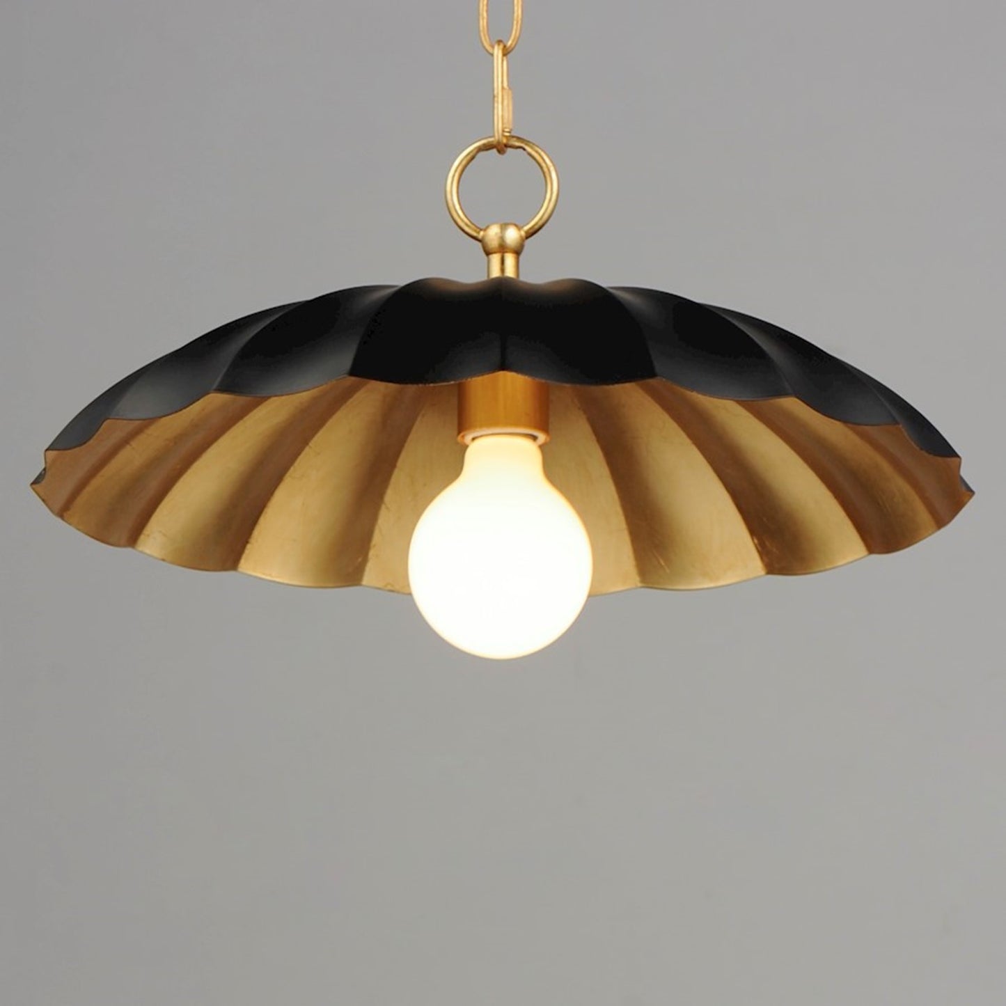 OPEN BOX: Maxim Lighting Primrose 16in 1-Light Pendant | Nostalgic Black Steel and Gold Leaf | Kitchen Island & Dining Room | Model MX18055BKGL