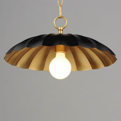 OPEN BOX: Maxim Lighting Primrose 16in 1-Light Pendant | Nostalgic Black Steel and Gold Leaf | Kitchen Island & Dining Room | Model MX18055BKGL
