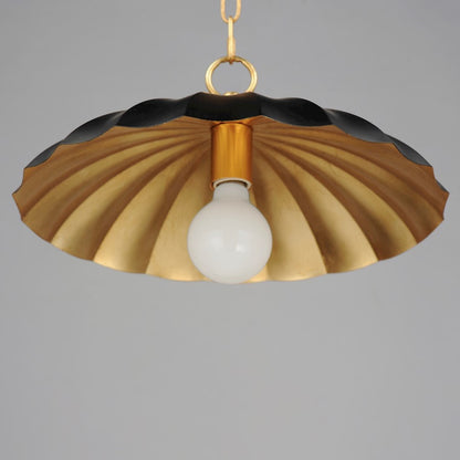 OPEN BOX: Maxim Lighting Primrose 16in 1-Light Pendant | Nostalgic Black Steel and Gold Leaf | Kitchen Island & Dining Room | Model MX18055BKGL