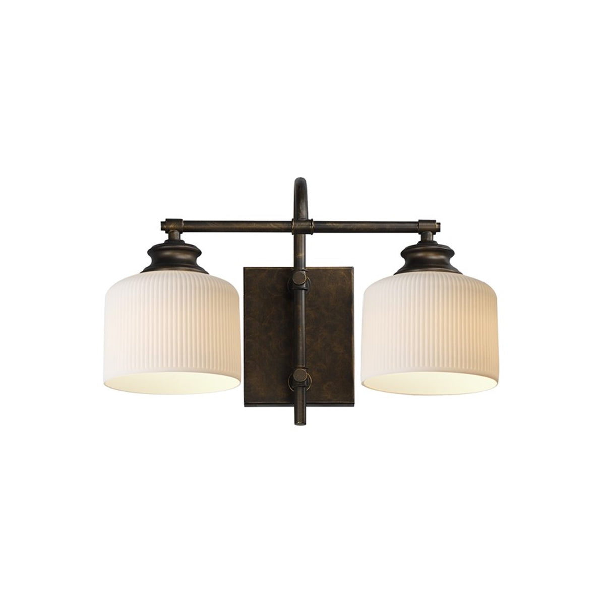 OPEN BOX ITEM: Maxim Lighting Bisque 16in 2-Light Wall Sconce | Modern Oil Rubbed Bronze and White Glass | Bedroom & Hallway | 16 x 10 in | Model MX21492WTOI