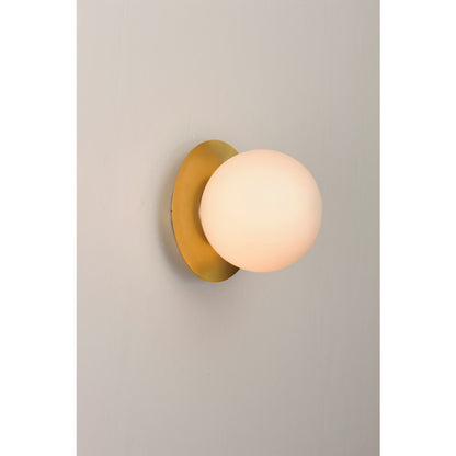 OPEN BOX: Maxim Vesper 7in 1-Light Wall Sconce | Mid-Century Satin Brass and Black with Satin White | Living Room & Bedroom | Model MX26033SWSBRBK