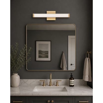 OPEN BOX: Maxim Spec LED 24in 1-Light Bath Vanity | Contemporary Gold Aluminum and White Acrylic | Bathroom & Powder Room | Model MX52002GLD