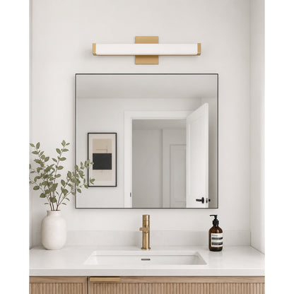 OPEN BOX: Maxim Spec LED 24in 1-Light Bath Vanity | Contemporary Gold Aluminum and White Acrylic | Bathroom & Powder Room | Model MX52002GLD