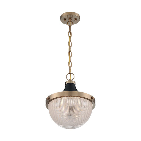 OPEN BOX: Nuvo Faro 1 Light 13" Pendant, Prismatic/Brass/Black