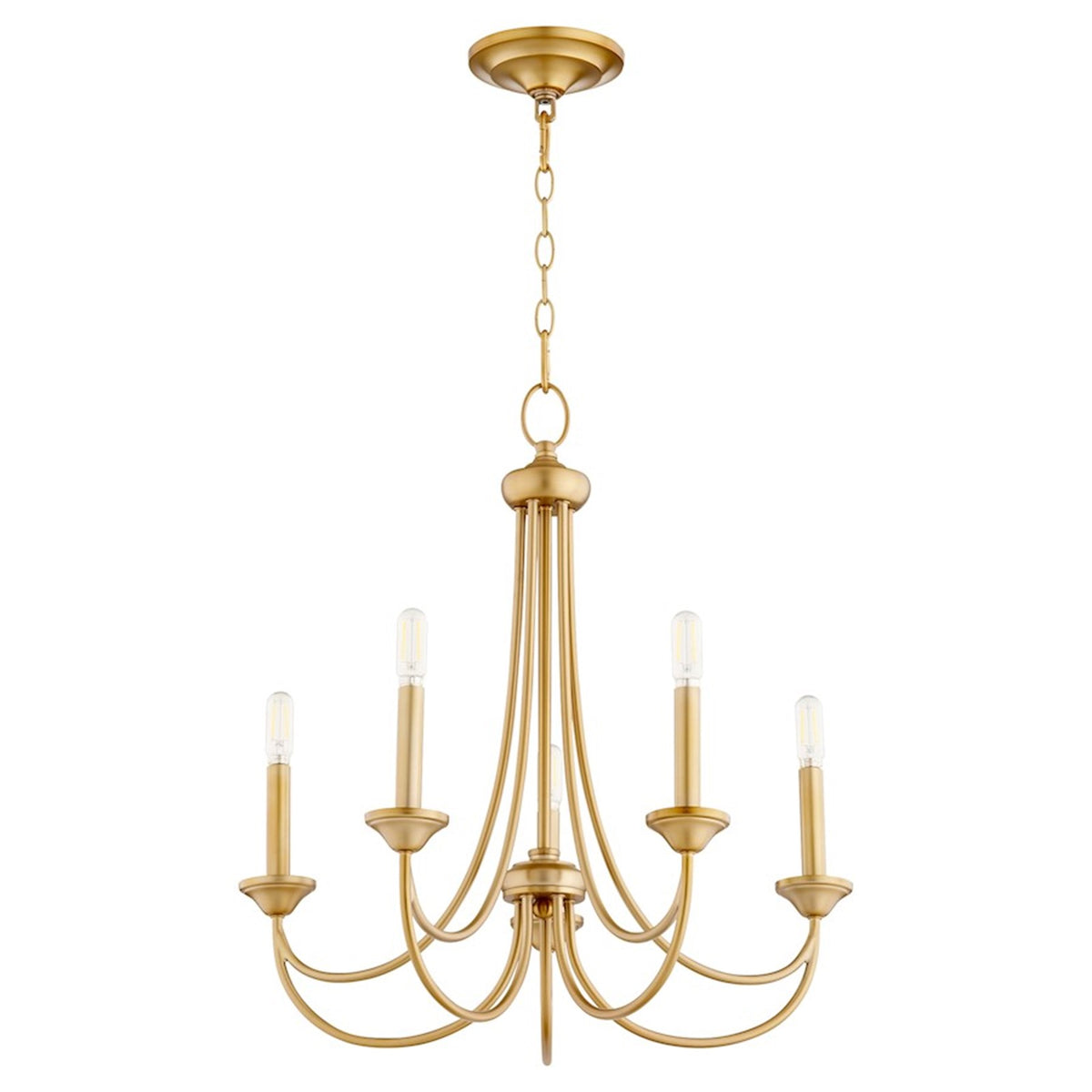OPEN BOX ITEM: Quorum Brooks 5-Light Candle Chandelier, Aged Brass