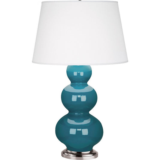 OPEN BOX ITEM: Triple Gourd Table Lamp, Peacock/Silver