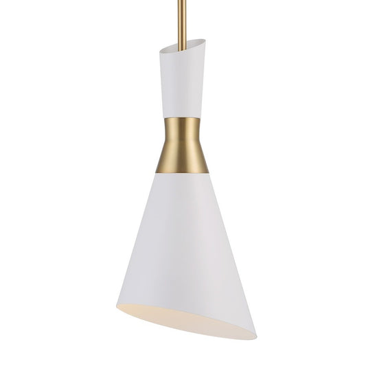 OPEN BOX: Uttermost Eames 1 Light Modern Mini Pendant, Brass/White - 21560