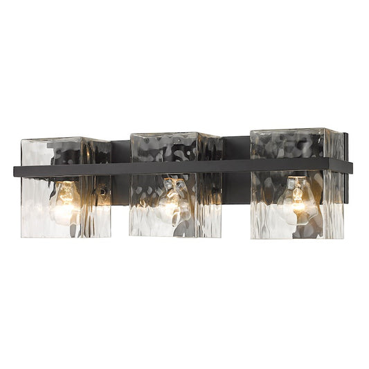 OPEN BOX: Z-Lite Bennington 3 Light Vanity, Matte Black/Clear - 1938-3V-MB