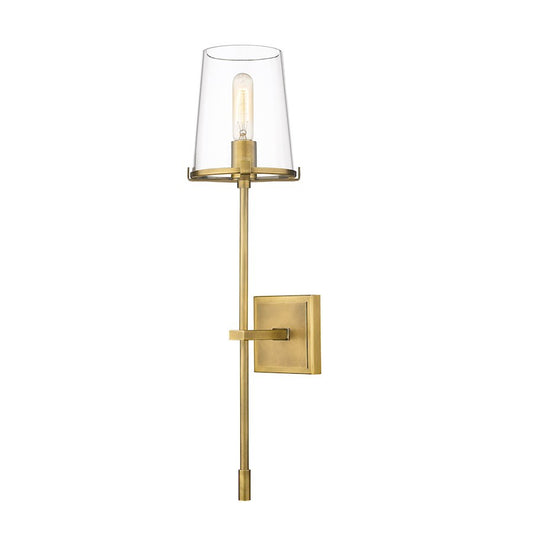 OPEN BOX: Z-Lite Callista 1 Light Wall Sconce, Rubbed Brass/Clear - 3032-1S-RB