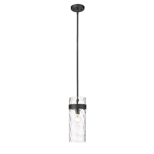 OPEN BOX: Z-Lite Fontaine 1 Light Pendant, Matte Black/Clear - ZL3035P6-MB