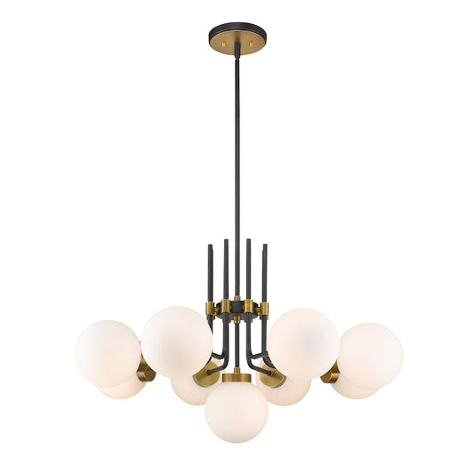 OPEN BOX: Z-Lite Parsons 9-Lt Chandelier, Black/Brass/Opal - 477-9MB-OBR