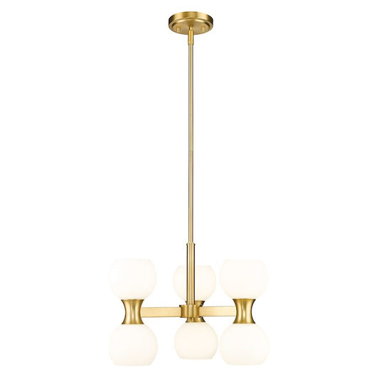 OPEN BOX: Z-Lite Artemis 6 Light Chandelier, Modern Gold/Matte Opal - 494-6MD