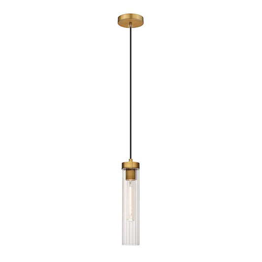 OPEN BOX: Z-Lite Beau 1 Light Pendant, Rubbed Brass/Clear - 740P-RB