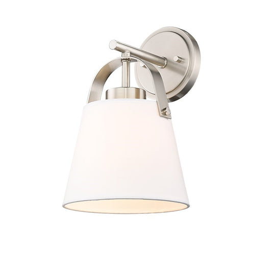 OPEN BOX: Z-Lite Z-Studio Linen Pendant 1 Light Sconce, Nickel/Ivory - 743-1S-BN