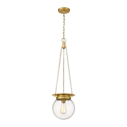 OPEN BOX: Z-Lite Calhoun 1 Light 9" Pendant, Brass/Seed - 7506P9-HBR