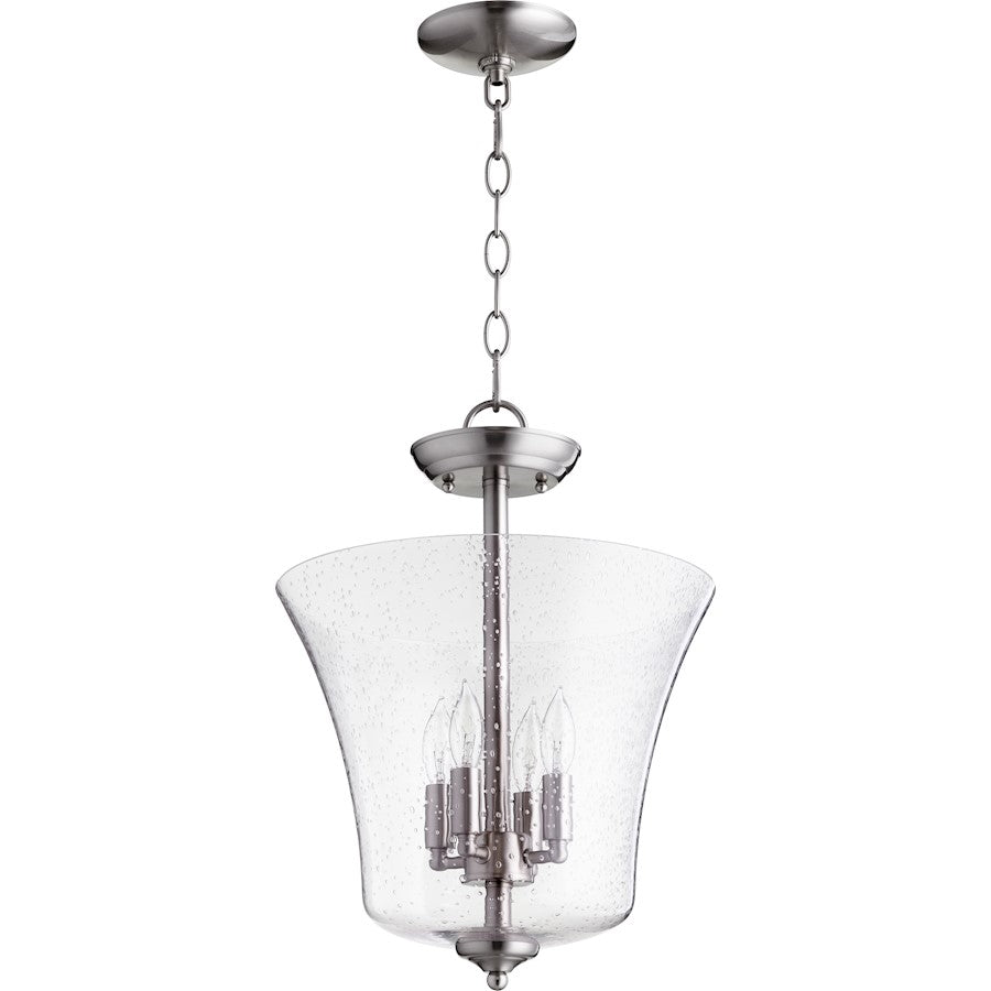 Quorum 4 Light 13' Dual Mount, Satin Nickel/Clear Seeded Glass