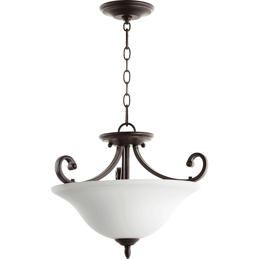 Quorum Bryant 3 Light 17.5' Dual Mount, Oiled Bronze/Satin Opal