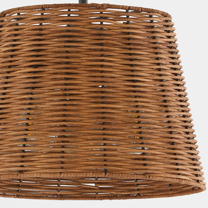 Quorum 3Lt Wicker Semi Flush Mount, Matte Black/Espresso
