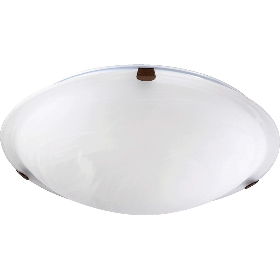 Quorum 3 Light Flush Mount, Oiled Bronze