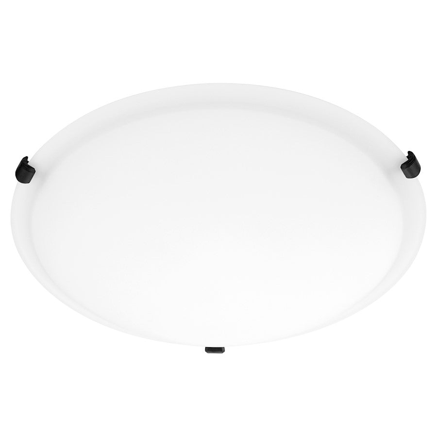 Quorum 16" Ceiling Mount, Matte Black/Satin Opal - 3000-16159